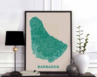 BARBADOS caribbean map poster color Hometown City Print Modern Home Decor Office Decoration Wall Art Dorm Bedroom Gift