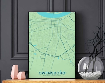 OWENSBORO Kentucky KY US map poster color Hometown City Print Modern Home Decor Office Decoration Wall Art Dorm Bedroom Gift
