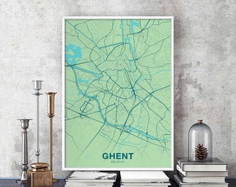 GHENT Belgium poster color Hometown City Print Modern Home Decor Office Decoration Wall Art Dorm Bedroom Gift