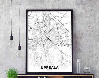 UPPSALA Sweden map poster Hometown City Print Modern Home Decor Office Decoration Wall Art Dorm Bedroom Gift