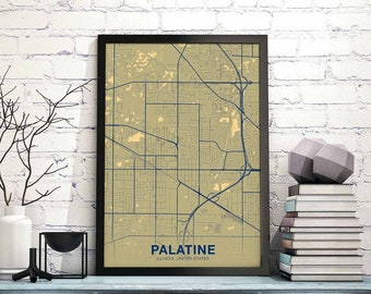 PALATINE Illinois IL USA poster color Hometown City Print Modern Home Decor Office Decoration Wall Art Dorm Bedroom Gift