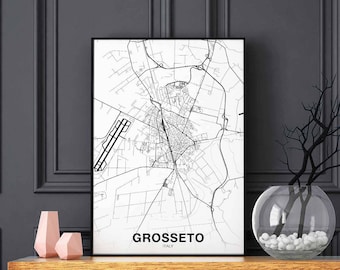 GROSSETO Italy map poster Hometown City Print Modern Home Decor Office Decoration Wall Art Dorm Bedroom Gift