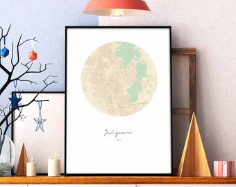 JAIPUR India map poster wall decor design modern minimal nordic travel bedroom home art vintage retro dorm nursery housewarming