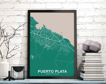 PUERTO PLATA Dominican Republic poster color Hometown City Print Modern Home Decor Office Decoration Wall Art Dorm Bedroom Gift