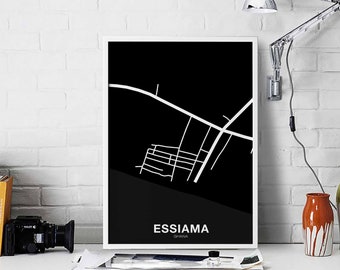 ESSIAMA Ghana map poster black white Hometown City Print Modern Home Decor Office Decoration Wall Art Dorm Bedroom Gift