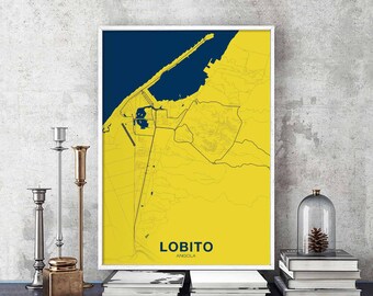 LOBITO Angola map poster color Hometown City Print Modern Home Decor Office Decoration Wall Art Dorm Bedroom Gift