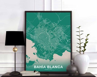 BAHIA BLANCA Argentina map poster color Hometown City Print Modern Home Decor Office Decoration Wall Art Dorm Bedroom Gift art