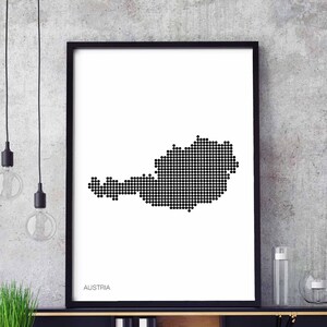 ÖSTERREICH Poster schwarz weiß Wand Kunst Poster Design Wandbild Karte Design moderne Wand Kunst skandinavisch skandinavisch Reise Schlafzimmer