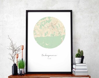 ZAKOPANE Poland map poster wall decor design modern minimal nordic travel bedroom home art vintage retro dorm nursery housewarming