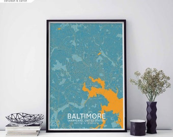 BALTIMORE Maryland USA map poster black white Hometown City Print Modern Home Decor Office Decoration Wall Art Dorm Bedroom Gift