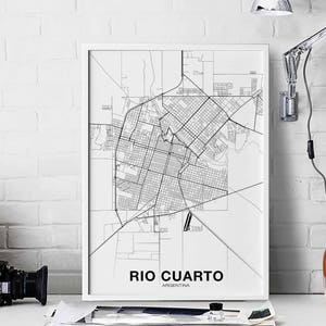 May include: A black and white city map print with the text "RIO CUARTO ARGENTINA".