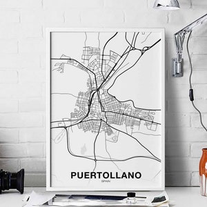 PUERTOLLANO Spanien Karte Poster Poster Heimatstadt Stadt Druck Modernes Wohndekor Büro Dekoration Wand Kunst Wohnheim Schlafzimmer Geschenk