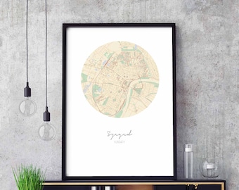 SZEGED Hungary map poster wall decor design modern minimal nordic travel bedroom home art vintage retro dorm nursery housewarming