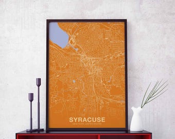 SYRACUSE New York NY US map poster color Hometown City Print Modern Home Decor Office Decoration Wall Art Dorm Bedroom Gift