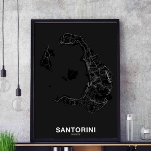 SANTORINI Griechenland Karte Poster Poster Heimatstadt Stadt Druck Modernes Wohnkultur Büro Dekoration Wand Kunst Wohnheim Schlafzimmer Geschenk