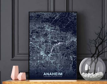 ANAHEIM California CA US map poster color Hometown City Print Modern Home Decor Office Decoration Wall Art Dorm Bedroom Gift