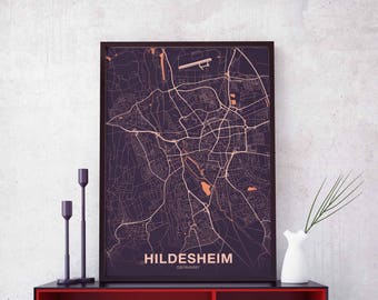 HILDESHEIM Germany map poster color Hometown City Print Modern Home Decor Office Decoration Wall Art Dorm Bedroom Gift