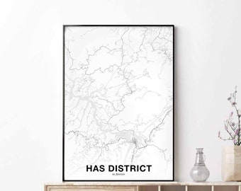 HAS DISCTIRCT Albania map poster Hometown City Print Modern Home Decor Office Decoration Wall Art Dorm Bedroom Gift