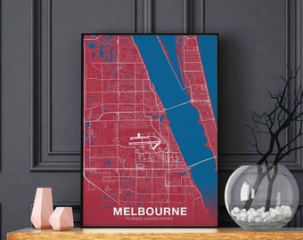 MELBOURNE Florida FL USA poster color Hometown City Print Modern Home Decor Office Decoration Wall Art Dorm Bedroom Gift