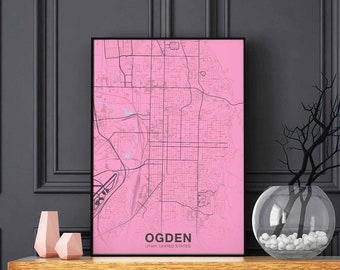 OGDEN Utah UT USA poster color Hometown City Print Modern Home Decor Office Decoration Wall Art Dorm Bedroom Gift