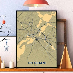 POTSDAM allemagne carte affiche couleur ville natale ville impression moderne décor à la maison bureau décoration mur art dortoir chambre cadeau
