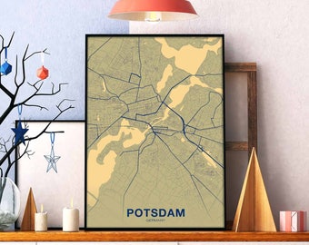 POTSDAM Germany map poster color Hometown City Print Modern Home Decor Office Decoration Wall Art Dorm Bedroom Gift