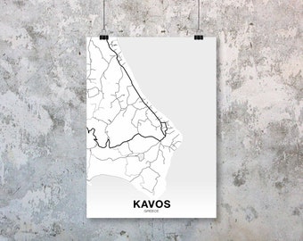 KAVOS Greece map poster black white Hometown City Print Modern Home Decor Office Decoration Wall Art Dorm Bedroom Gift