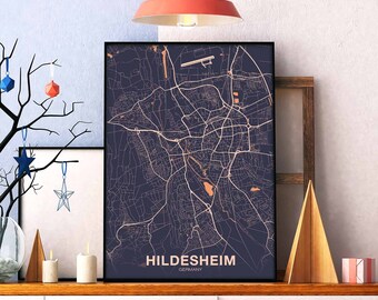 HILDESHEIM Germany poster color Hometown City Print Modern Home Decor Office Decoration Wall Art Dorm Bedroom Gift