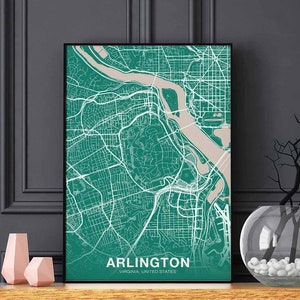 ARLINGTON Virginia VA usa map poster color Hometown City Print Modern Home Decor Office Decoration Wall Art Dorm Bedroom Gift