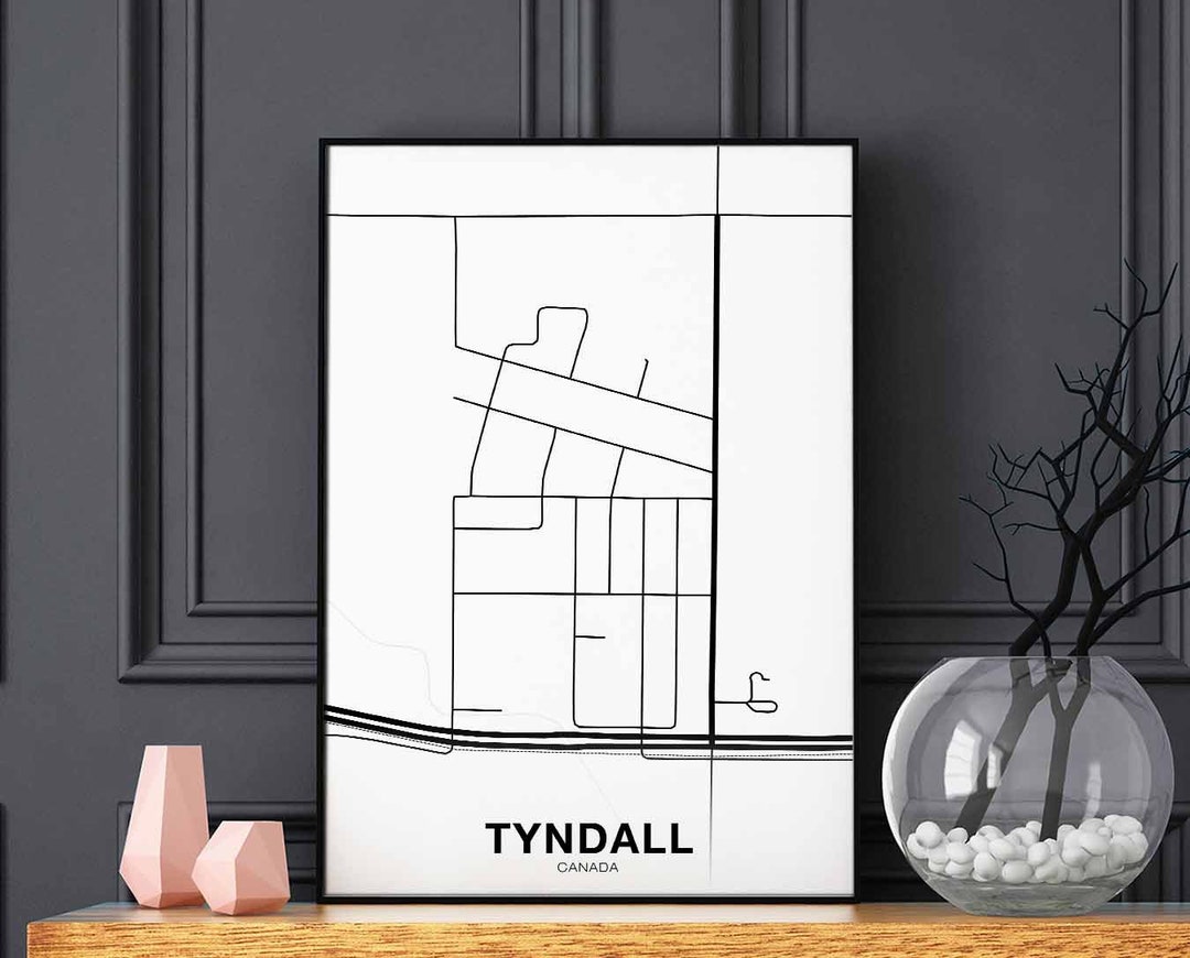 TYNDALL Canada Map Poster Black White Hometown City Print Etsy