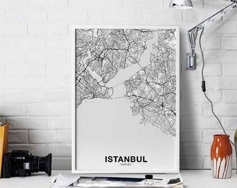 ISTANBUL Turkey map poster Hometown City Print Modern Home Decor Office Decoration Wall Art Dorm Bedroom Gift