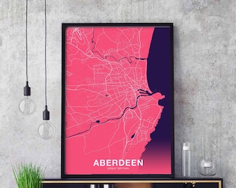 ABERDEEN Great Britain poster color Hometown City Print Modern Home Decor Office Decoration Wall Art Dorm Bedroom Gift