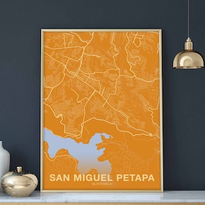 SAN MIGUEL PETAPA Guatemala pôster colorido Cidade natal Impressão Decoração moderna para casa Decoração para escritório Arte de parede Dormitório Quarto Presente