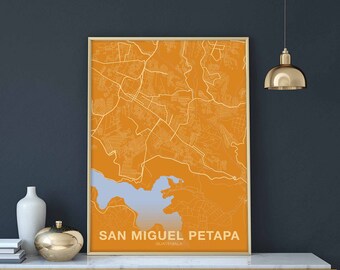 SAN MIGUEL PETAPA Guatemala poster color Hometown City Print Modern Home Decor Office Decoration Wall Art Dorm Bedroom Gift