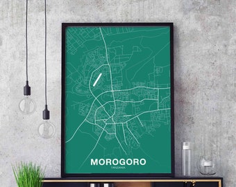MOROGORO Tanzania map poster color Hometown City Print Modern Home Decor Office Decoration Wall Art Dorm Bedroom Gift