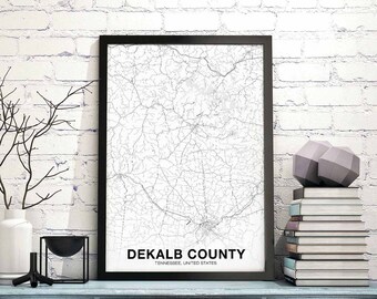 DEKALB COUNTY Tennessee TN usa map poster black white  Hometown City Print Modern Home Decor Office Decoration Wall Art Dorm Bedroom Gift