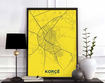 KORCE Albania map poster color Hometown City Print Modern Home Decor Office Decoration Wall Art Dorm Bedroom Gift