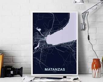MATANZAS Cuba map poster color Hometown City Print Modern Home Decor Office Decoration Wall Art Dorm Bedroom Gift