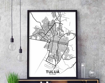 TULUA Colombia map poster black white Hometown City Print Modern Home Decor Office Decoration Wall Art Dorm Bedroom Gift