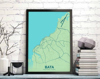 BATA Equatorial Guinea map poster color Hometown City Print Modern Home Decor Office Decoration Wall Art Dorm Bedroom Gift