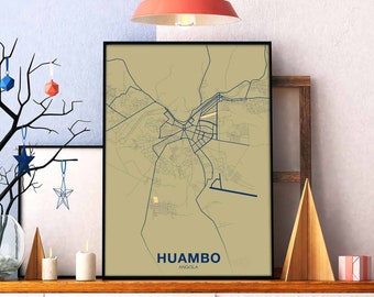 HUAMBO Angola map poster color Hometown City Print Modern Home Decor Office Decoration Wall Art Dorm Bedroom Gift
