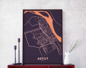 ASYUT Egypt poster color Hometown City Print Modern Home Decor Office Decoration Wall Art Dorm Bedroom Gift