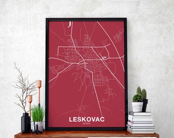 LESKOVAC Serbia poster color Hometown City Print Modern Home Decor Office Decoration Wall Art Dorm Bedroom Gift