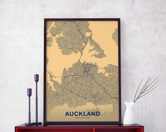 AUCKLAND New Zealand map poster color Hometown City Print Modern Home Decor Office Decoration Wall Art Dorm Bedroom Gift