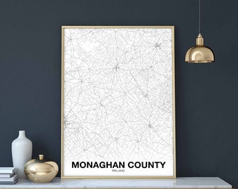 MONAGHAN Ireland map poster Hometown City Print Modern Home Decor Office Decoration Wall Art Dorm Bedroom Gift
