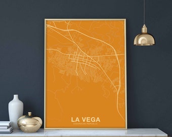 LA VEGA Dominican Republic map poster color Hometown City Print Modern Home Decor Office Decoration Wall Art Dorm Bedroom Gift art