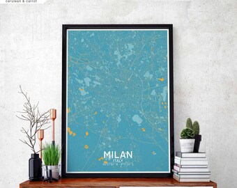 MILANO Italy map poster black white Hometown City Print Modern Home Decor Office Decoration Wall Art Dorm Bedroom Gift