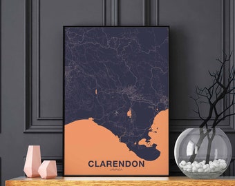 CLARENDON Parish Jamaica poster color Hometown City Print Modern Home Decor Office Decoration Wall Art Dorm Bedroom Gift