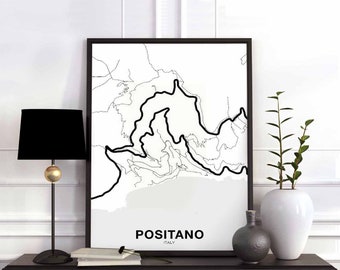 POSITANO Italy map poster Hometown City Print Modern Home Decor Office Decoration Wall Art Dorm Bedroom Gift