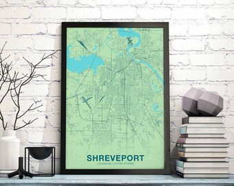 SHREVEPORT Louisiana LA USA poster color Hometown City Print Modern Home Decor Office Decoration Wall Art Dorm Bedroom Gift